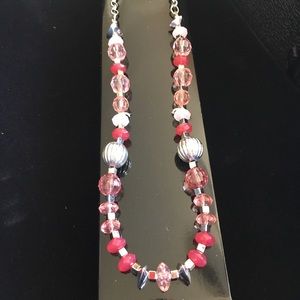 Pink & Silver Beaded Necklace
